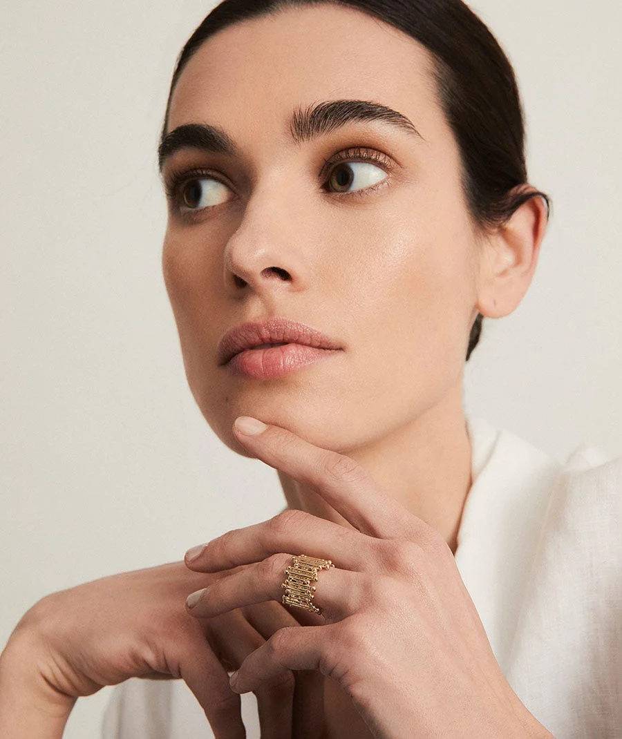 Anillo Redosa  chapado Oro 18 Kt tiras - Image 3