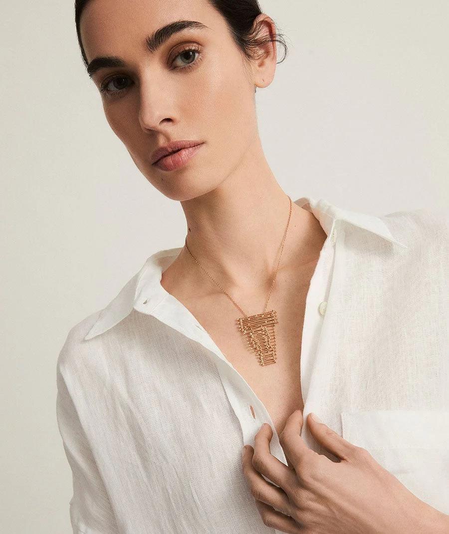 Collar Redosa  chapado Oro 18 Kt tiras - Image 3