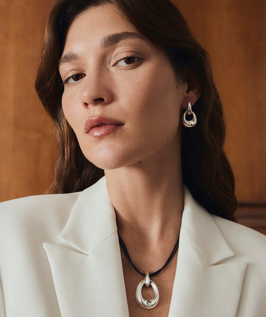 Pendientes aros entrelazados textura Dual - Image 3