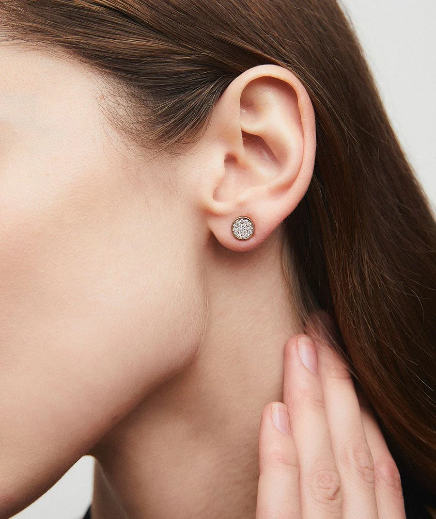 Pendientes botón círculo Ella con circonitas - Image 3