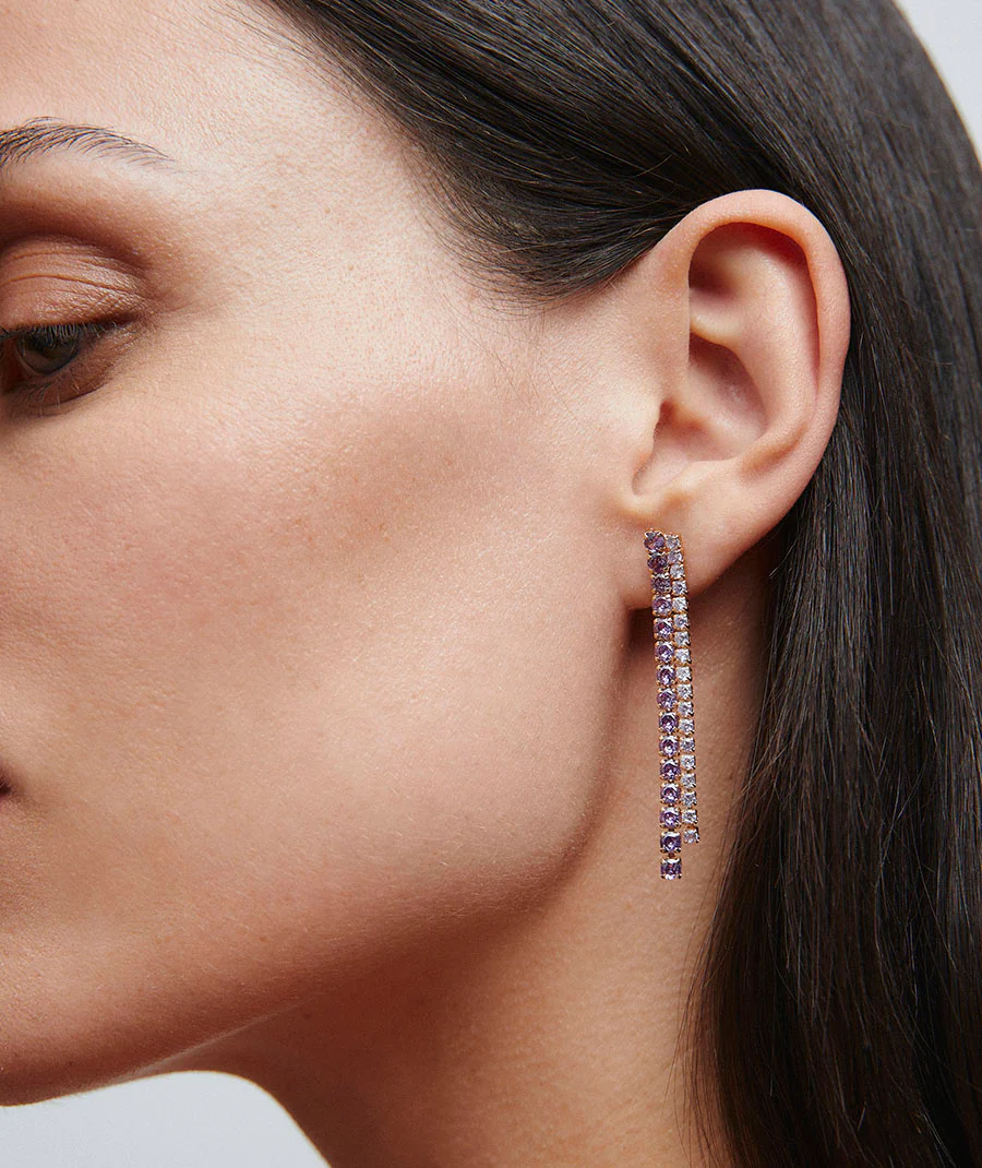 Pendientes largos Lilia cascada de circonitas - Image 3