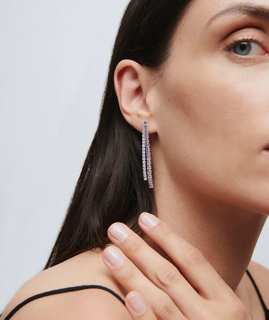 Pendientes largos Lilia cascada de circonitas - Image 3