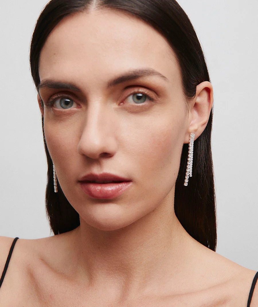 Pendientes largos Lucent cascada de circonitas - Image 3