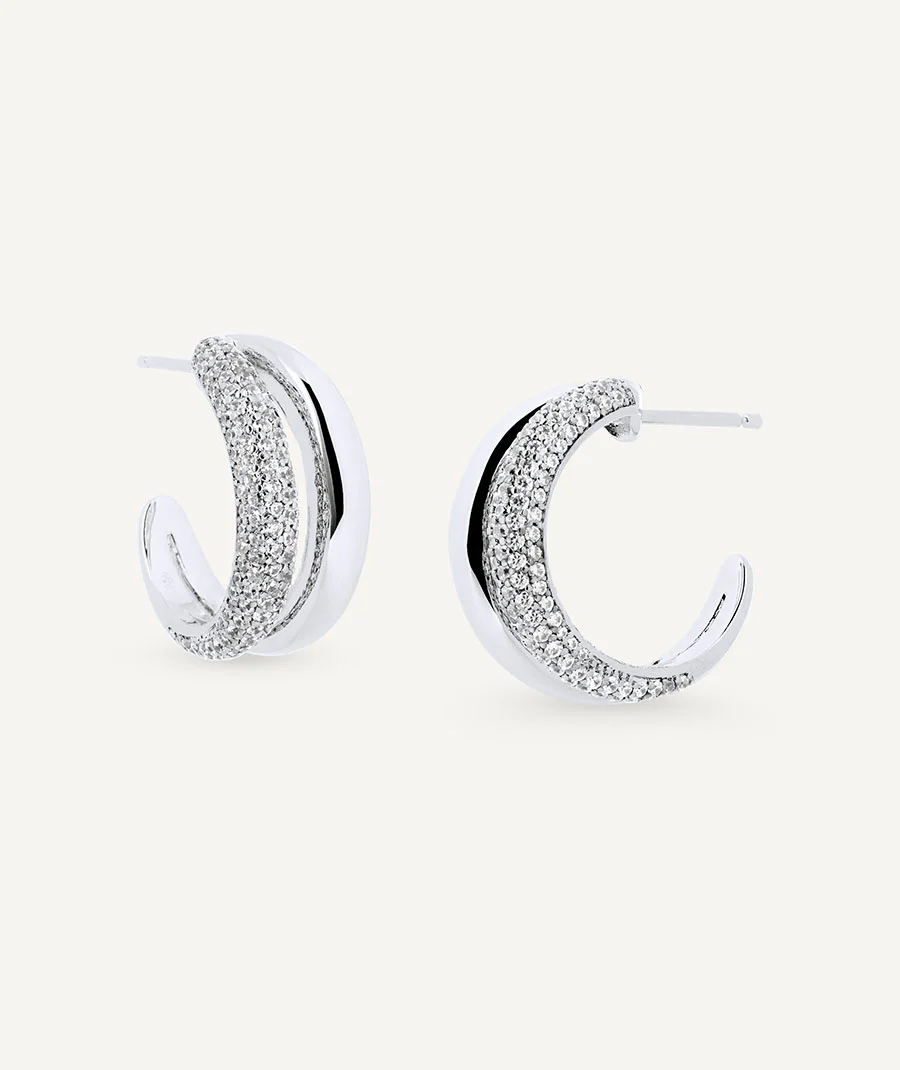 Pendientes semiluna dúo Allure con circonitas - Image 4